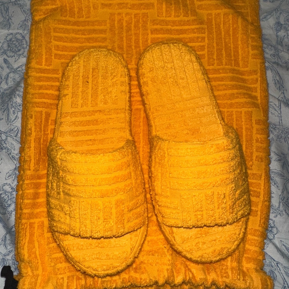 Cozy Yellow Slippers and Towel Set